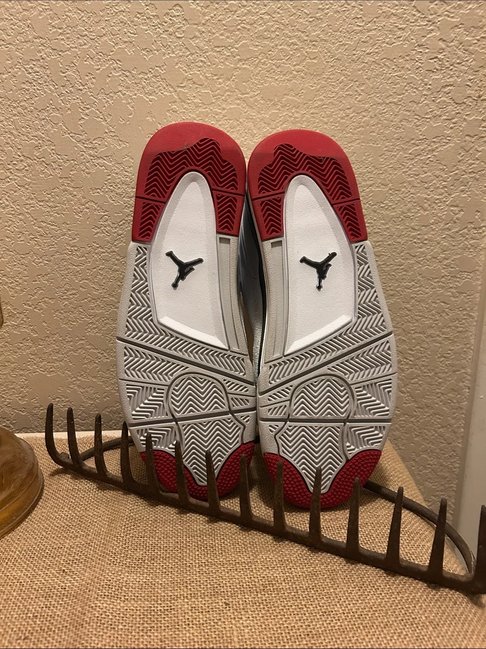 Jordan Low Top Sneakers in White, Black & Red Accents